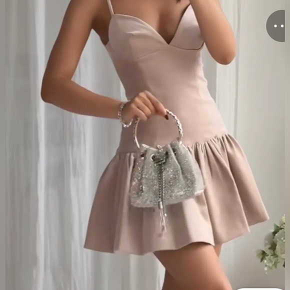 Zara Strapless Sweetheart Mini Dress in Nude Blush - Picture 2 of 7